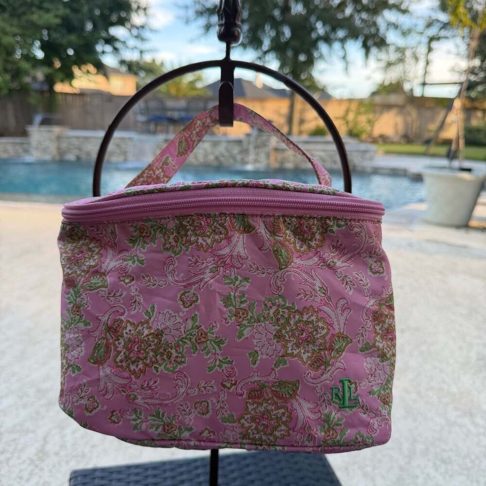 Lauren Ralph Lauren Pink Green Paisley Cosmetic Bag